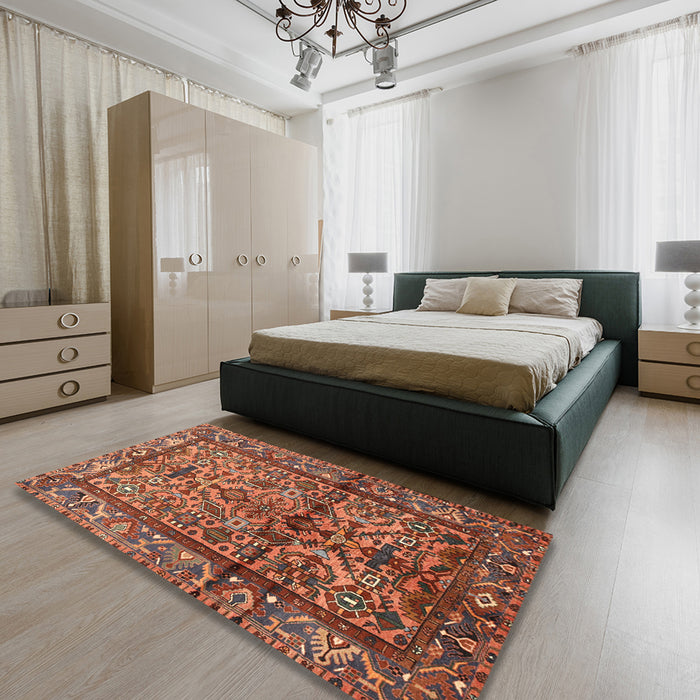 Traditional Red Persian Rug in a Bedroom, tr579