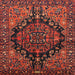 Round Machine Washable Traditional Saffron Red Rug, wshtr580