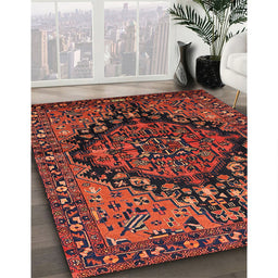 Machine Washable Traditional Saffron Red Rug in a Family Room, wshtr580