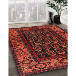 Machine Washable Traditional Dark Sienna Brown Rug in a Family Room, wshtr581