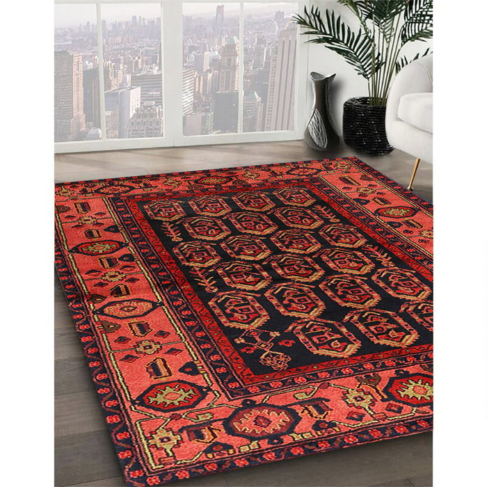 Machine Washable Traditional Dark Sienna Brown Rug in a Family Room, wshtr581