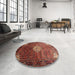 Round Traditional Rust Pink Persian Rug in a Office, tr582