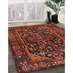 Traditional Sienna Brown Persian Rug in Family Room, tr583