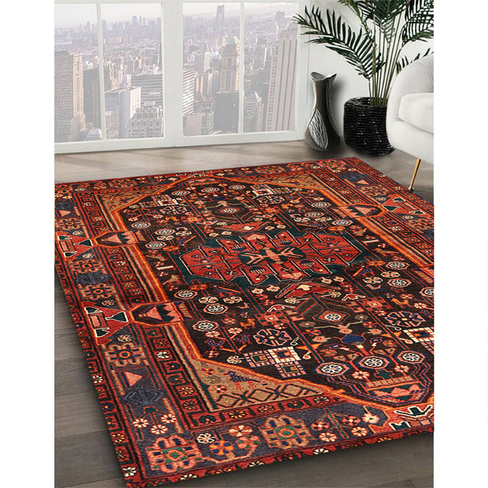 Machine Washable Traditional Sienna Brown Rug in a Family Room, wshtr583