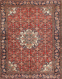 Machine Washable Traditional Saffron Red Rug, wshtr584