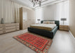 Traditional Dark Gold Brown Persian Rug in a Bedroom, tr585