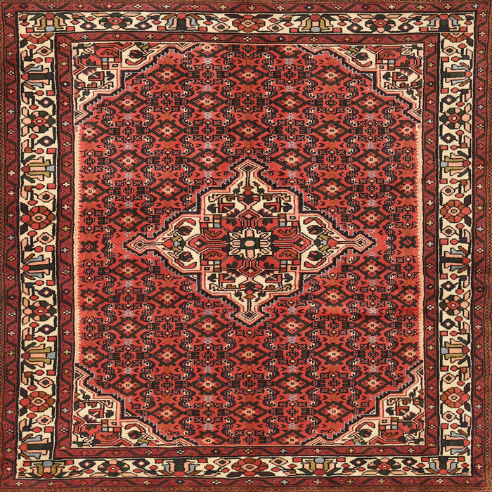 Square Traditional Gold Brown Medallion Rug, tr586