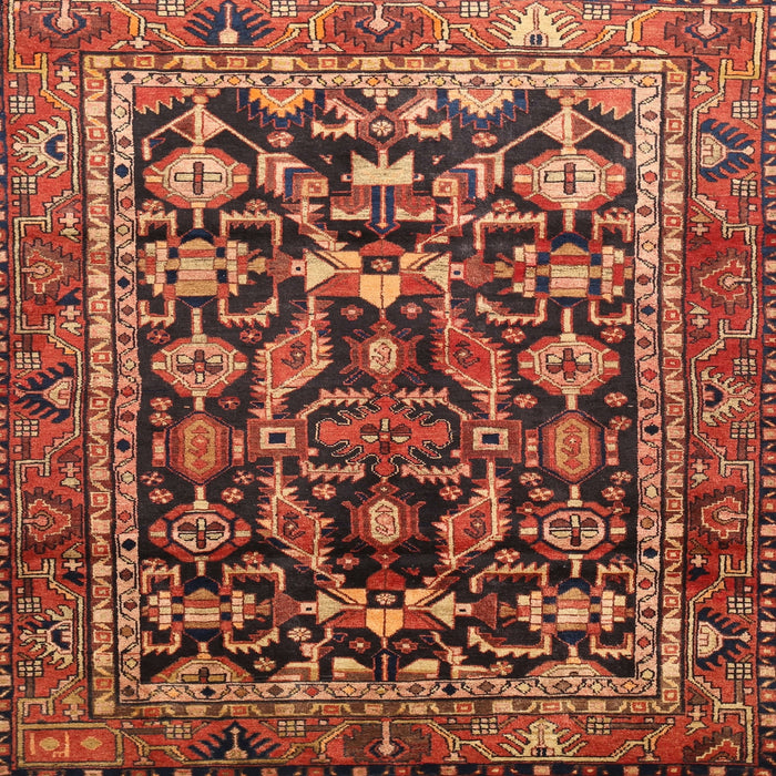 Square Traditional Saffron Red Persian Rug, tr588