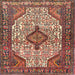 Square Traditional Saffron Red Medallion Rug, tr589