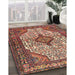 Traditional Saffron Red Medallion Rug in Family Room, tr589