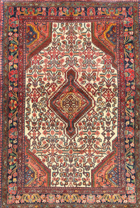 Machine Washable Traditional Saffron Red Rug, wshtr589