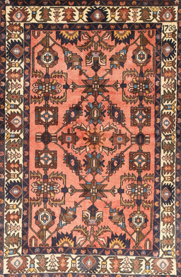 Machine Washable Traditional Sand Brown Rug, wshtr590