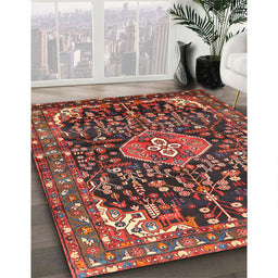 Traditional Dark Almond Brown Persian Rug in Family Room, tr591