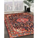 Traditional Dark Almond Brown Persian Rug in Family Room, tr591