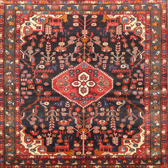 Square Traditional Dark Almond Brown Persian Rug, tr591