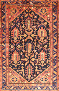 Machine Washable Traditional Mango Orange Rug, wshtr593