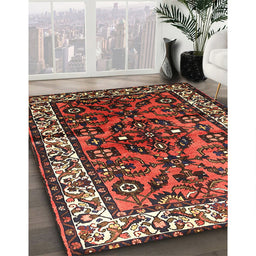 Traditional Saffron Red Persian Rug in Family Room, tr599