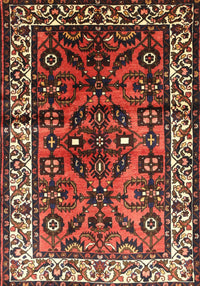 Machine Washable Traditional Saffron Red Rug, wshtr599