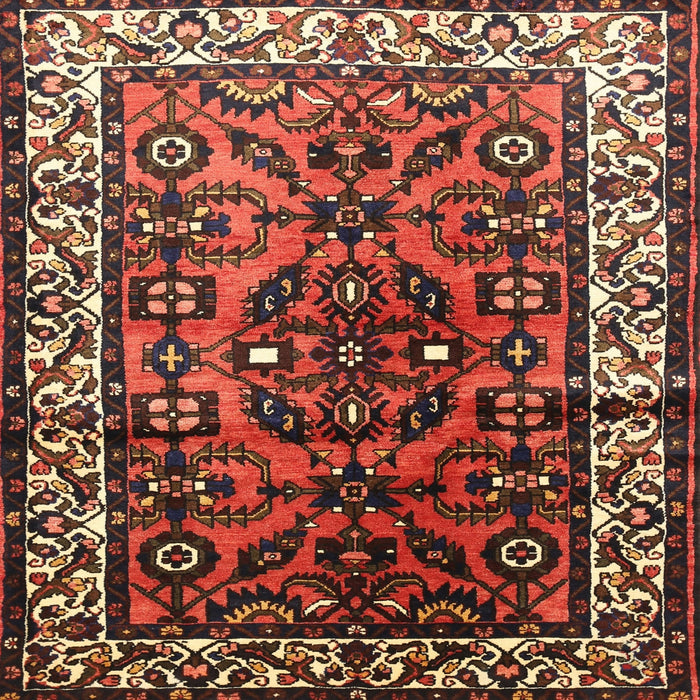 Square Traditional Saffron Red Persian Rug, tr599