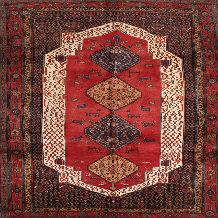 Square Traditional Sienna Brown Persian Rug, tr5