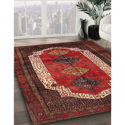 Traditional Sienna Brown Persian Rug in Family Room, tr5