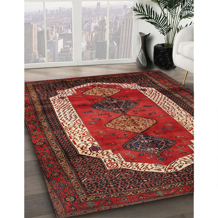 Machine Washable Traditional Sienna Brown Rug in a Family Room, wshtr5