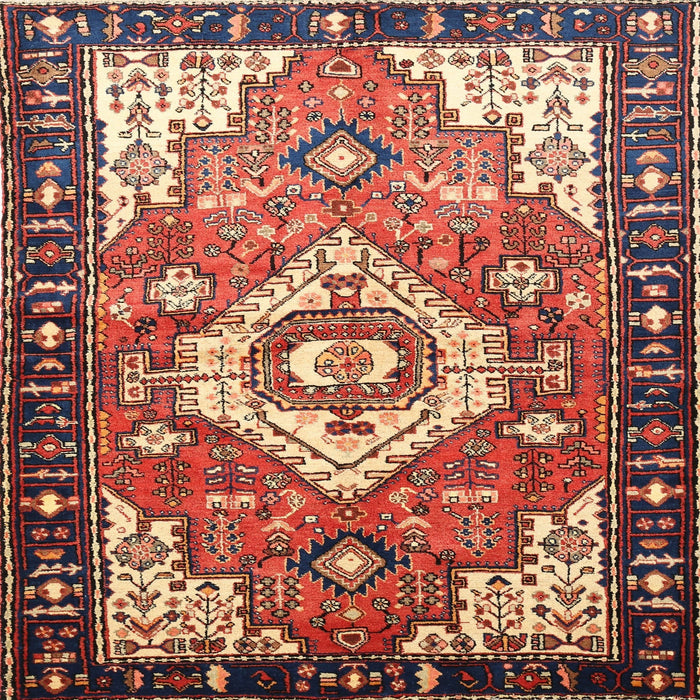Square Traditional Saffron Red Persian Rug, tr603