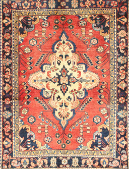 Machine Washable Traditional Brown Red Rug, wshtr604