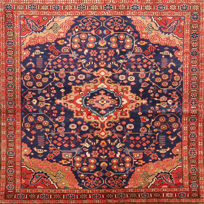 Round Machine Washable Traditional Copper Red Pink Rug, wshtr606