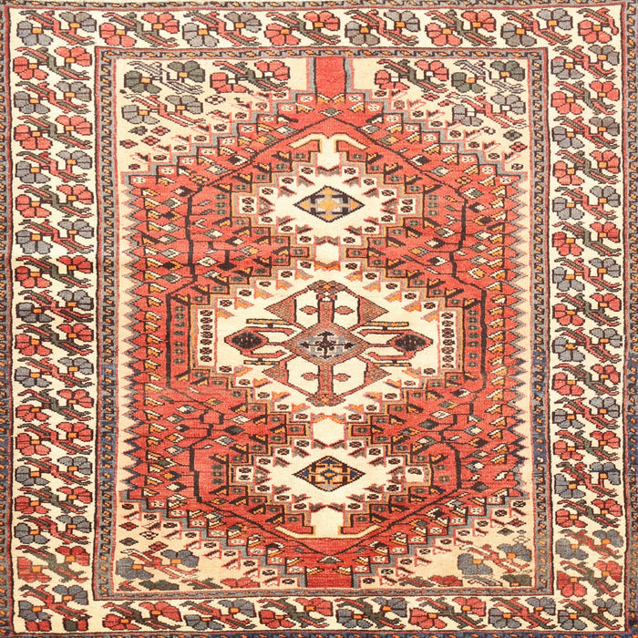 Square Traditional Mahogany Brown Persian Rug, tr609