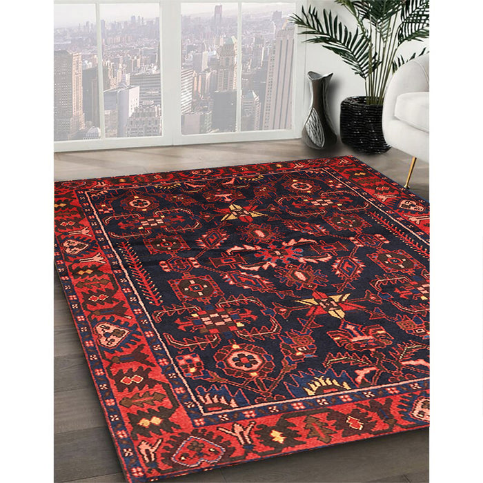 Traditional Red Persian Rug in Family Room, tr611