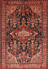 Machine Washable Traditional Saffron Red Rug, wshtr613