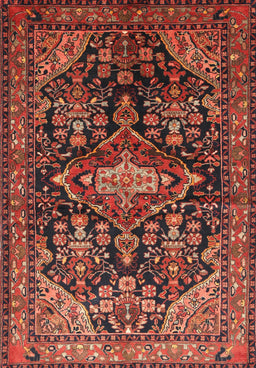 Machine Washable Traditional Saffron Red Rug, wshtr613