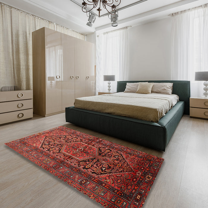 Traditional Red Persian Rug in a Bedroom, tr614