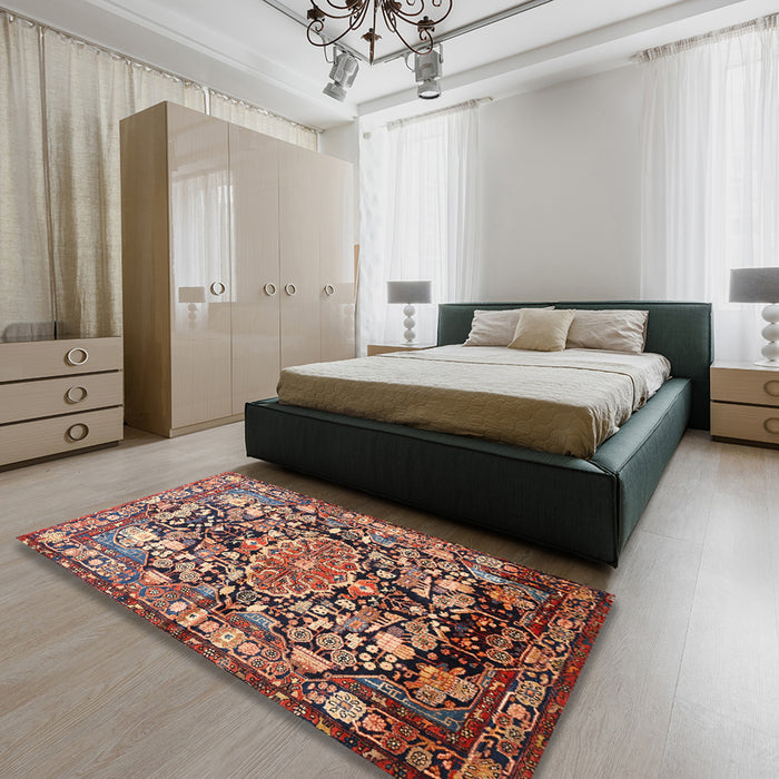 Machine Washable Traditional Light Copper Gold Rug in a Bedroom, wshtr615