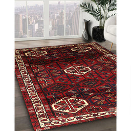 Traditional Reddish Brown Persian Rug in Family Room, tr617