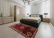 Traditional Reddish Brown Persian Rug in a Bedroom, tr617