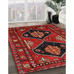 Traditional Reddish Brown Persian Rug in Family Room, tr619