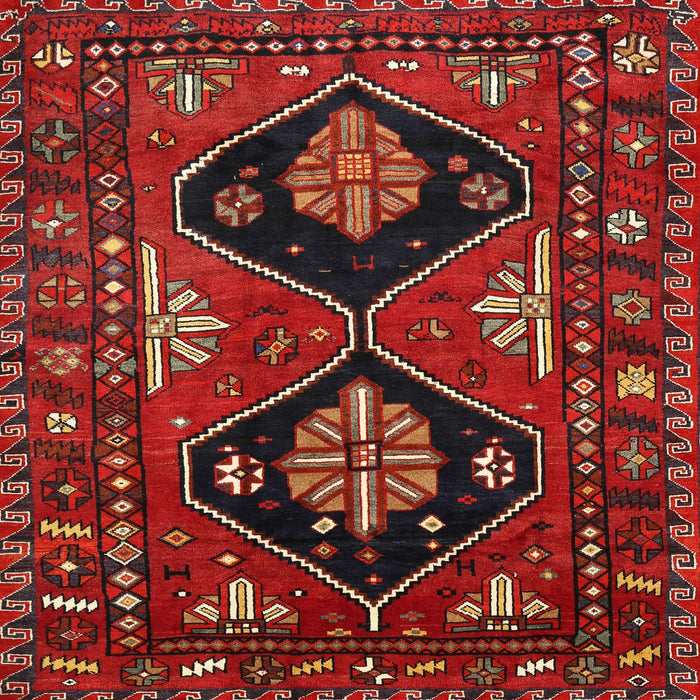 Square Traditional Reddish Brown Persian Rug, tr619