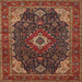 Square Traditional Saffron Red Medallion Rug, tr61