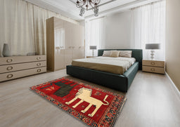 Traditional Brown Animal Rug in a Bedroom, tr621
