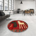 Round Machine Washable Traditional Brown Rug in a Office, wshtr621