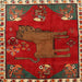 Square Traditional Red Animal Rug, tr622