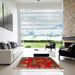 Square Traditional Red Animal Rug in a Living Room, tr622