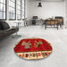 Round Traditional Red Animal Rug in a Office, tr623