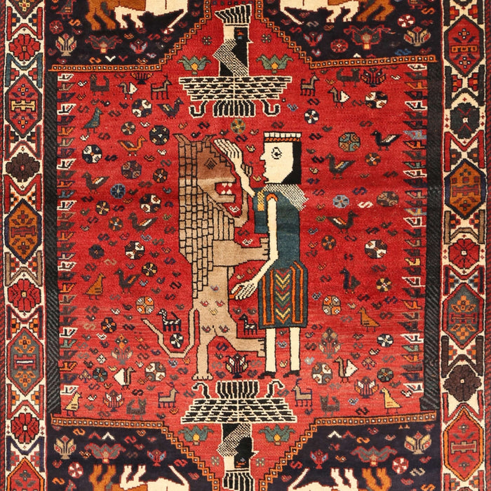 Machine Washable Traditional Tomato Red Rug, wshtr628