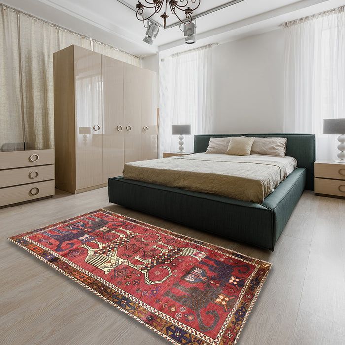 Machine Washable Traditional Orange Salmon Pink Rug in a Bedroom, wshtr629