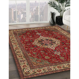 Machine Washable Traditional Tomato Red Rug in a Family Room, wshtr62