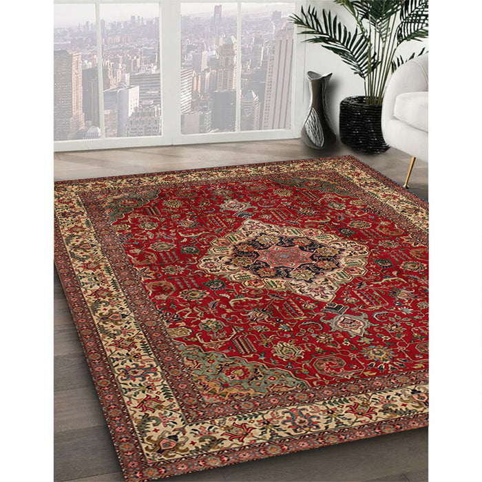 Machine Washable Traditional Tomato Red Rug in a Family Room, wshtr62