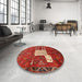 Round Machine Washable Traditional Red Rug in a Office, wshtr630